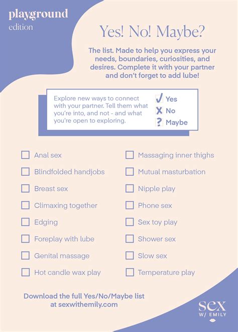 kinklist 1.1|emily morse yes no maybe list.